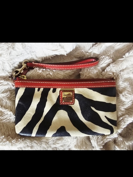 Dooney & Bourke Handbags - Dooney & Bourke Black, White & Red Zebra Print Wristlet